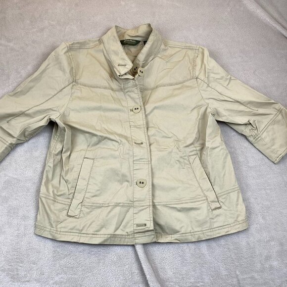Eddie Bauer Women's Jacket Size XL Beige Button-Up 3/4 Sleeves Casual Classic - Picture 9 of 9